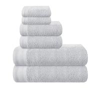 MALLONI Home Lot de 6 Serviettes en Coton Ultra Doux Comprenant 2 Serviettes de Bain 70 x 140 cm, 2 Serviettes de Toilette 40 x 60 cm et 2 Lits de Toilette 30 x 30 cm, Gris Clair