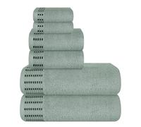 MALLONI HOME Lot de 6 Serviettes en Coton Ultra Doux Comprenant 2 Serviettes de Bain 70 x 140 cm, 2 Serviettes de Toilette 40 x 60 cm et 2 Lits de Toilette 30 x 30 cm, Jade