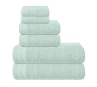 MALLONI HOME Lot de 6 Serviettes en Coton Ultra Doux Comprenant 2 Serviettes de Bain 70 x 140 cm, 2 Serviettes de Toilette 40 x 60 cm et 2 Lits de Toilette 30 x 30 cm, Vert Marine