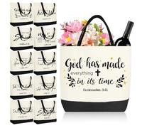 MALLOOM 10 Sacs Cabas Chrétiens en Toile avec Versets Bibliques - Grands Sacs Cadeaux Religieux avec Poignées pour Femmes - Inspirants (47 x 38 x 12 cm)