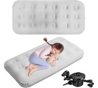 MALLOOM 2 Pièces Matelas Gonflable, Lit d'Appoint 140x70x22cm avec Pompe | Couchage Portable pour Camping, Matelas Floqué Pliable Gris pour Voyage, Invités, Sieste, Tipi, Maison et Fête Pyjama, Bureau