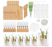 Malloom Lot de 55 prix de fête prénuptiale pour gagnants du jeu, 6 ensembles de planche à fromage, cuillère, fourchette, tartineurs à beurre, serviette à carreaux, carte de remerciement et sacs