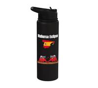 Mallorca Éclipses solaires Taureaux drapeau espagnol carte Espagne Stainless Steel Insulated Water Bottle