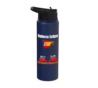 Mallorca Éclipses solaires Taureaux drapeau espagnol carte Espagne Stainless Steel Insulated Water Bottle