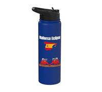 Mallorca Éclipses solaires Taureaux drapeau espagnol carte Espagne Stainless Steel Insulated Water Bottle