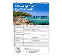 Mallorcazauber - Planificateur mural familial à 4 colonnes - Calendrier A3 pour 2024 Palma de Majorque - Vacances méditerranéennes en Espagne Seelenzauber