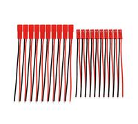 Malloy 10 Paires 2 Broches Jst Connecteur Socket M À F Câble 110Mm Rouge Noir