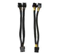 Malloy 2 Paquets GPU VGA PCI-E 8 Broches à Double 8 (6 + 2) Broches Mâle Adaptateur PCI Express Câble d'alimentation RéPartiteur à Manches TresséEs 8 Pouces