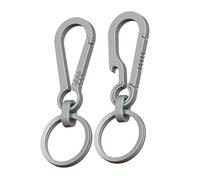 Malloy 2 Pièces Mousqueton en Alliage de Titane de 8 Cm, Porte-Clés Multifonction, Pendentif Simple, Outil Portable, Facile à Utiliser, Argenté.