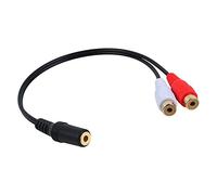 Malloy Adaptateur de Audio Stereo separateur (15cm) Plaque Or de 3.5mm Jack a 2 Femelles Jacks Noir
