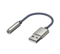 Malloy Câble Audio USB vers 3,5 mm USB A vers 3,5 mm Carte Son Stéréo Externe Casque Microphone Adaptateur Audio Argent et Bleu