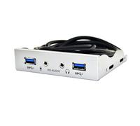 Malloy Concentrateur USB 3.0 USB3.0 pour Panneau de PC avec Prise Audio HD 3,5 Mm, Écouteurs et Microphone, Couleur Argent Blanc