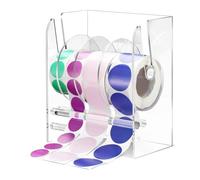 Malloy Distributeur D'Étiquettes Réglable Distributeur Rouleaux D'Autocollants en Acrylique Support Rouleau D'Autocollants Porte-Étiquettes Transparents Support D'Autocollants 4 Disques