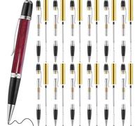 Malloy Ensemble de 12 Stylos à Bille Rotatifs en Bois - Set de Stylos à Bille pour Bricolage - Fournitures de Classe