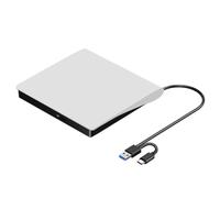 Malloy Lecteur CD DVD +/-RW Externe, USB 3.0 et USB-C Lecteur Graveur de CD et DVD ROM Portable Lecteur Graveur Régraveur Lecteur de Disque Installation Facile Facile à Utiliser, Blanc
