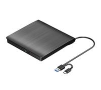 Malloy Lecteur CD DVD +/-RW Externe, USB 3.0 et USB-C Lecteur Graveur de CD et DVD ROM Portable Lecteur Graveur Régraveur Lecteur de Disque Facile à Utiliser, Noir