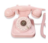 Malloy Téléphone Fixe Filaire de Style Rétro Branché à, Antique et Européen, pour Bureau - Décoration Mode Classique - Téléphone Fixe Ancien Rose.