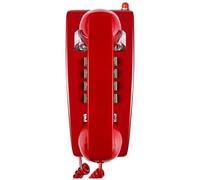 Malloy Téléphones Muraux Classiques pour Ligne Fixe avec Sonnerie Mécanique, Téléphone Mural à Ligne 2554 avec Indicateur de Messagerie Vocale, Installation Facile, Rouge