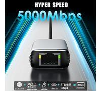 Malloy USB 3.2 vers 5 Gbps RTL8157 5000 Mbps (5 G, 2.5 G, 1 G, 100 Mbps) pour Ordinateur Portable