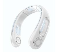 Malloy Ventilateur de Cou, Ventilateurs de Cou Mains sans Pales, Portable Rechargeable, Ventilateur de Refroidissement à 360°, pour Voyage, Extérieur Blanc