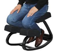 MallVitally Chaise à bascule ergonomique en bois - Chaise à bascule réglable avec coussin d'assise respirant contre les maux de dos pour une meilleure posture et concentration - Pour bureau, bureau à