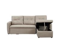 MALMO - Canapé d'angle 3 places convertible beige