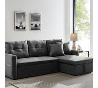 Canapé d'angle 3 places convertible gris MALMO