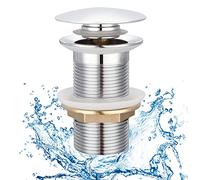 Maloftars Bonde de vidage universel sans trop-plein - Pour baignoire, douche, évier Push Open - Argent