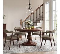 MALOL Lot de 4 chaises de Salle à Manger avec accoudoirs, Chaise rembourrée en Tissu Dossier incurvé et Pieds en Bois, Style Moderne des années 50 pour Cuisine et Salle à Manger, Camel