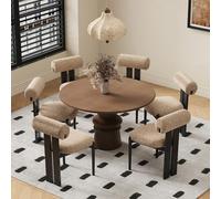 MALOL Lot de 6 chaises de Salle à Manger Modernes, chaises rembourrées avec Pieds en Bois et Dossier cylindrique Design, pour Salle à Manger, Cuisine, Restaurant - Pieds Noir, Camel
