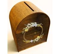 MALONA - Urne mariage bois champêtre - Cadeau de mariage - Boîte à cartes mariage et enveloppes - Tirelire pour toutes vos cérémonies : urne anniversaire, départ à la retraite, communion, baptème.