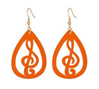 MALOYANVE Boucles d'oreilles en forme de note de musique en bois pour femme - Créatives - Vintage - Bohème - Creuses - Huitième e musique - Marron et noir - Boucles d'oreilles géométriques en