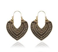 MALOYANVE Boucles d'oreilles pendantes bohémiennes indiennes pour femme - Style vintage ethnique - Argent vieilli - Avec perles - Bali Jhumka Jhumki Lotus Mexique - Boucles d'oreilles traditionnelles