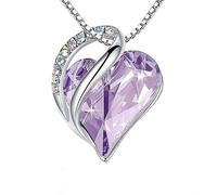 MALOYANVE Collier élégant en forme de cœur coloré doré argenté noir strass cristal aile d'ange cœur porte-bonheur infini amour collier anniversaire Saint-Valentin bijoux cadeaux pour femme, Moyen