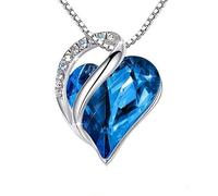 MALOYANVE Collier élégant en forme de cœur coloré doré argenté noir strass cristal aile d'ange cœur porte-bonheur infini amour collier anniversaire Saint-Valentin bijoux cadeaux pour femme, Moyen