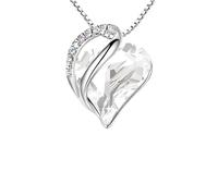 MALOYANVE Collier élégant en forme de cœur coloré doré argenté noir strass cristal aile d'ange cœur porte-bonheur infini amour collier anniversaire Saint-Valentin bijoux cadeaux pour femme, Moyen