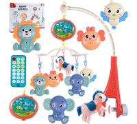 MalPlay Baby Mobile avec animaux pour lit de bébé avec télécommande | Crèche avec musique et lumière | Minuterie | pour garçons et filles | Chants et histoires