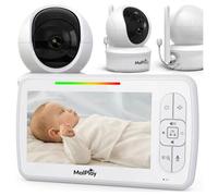 Malplay Babyphone avec caméra, babyphone rotatif avec surveillance de la température, moniteur mode nuit Vox LCD 5 pouces, blanc