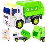 Malplay Benne à ordures avec effets sonores et lumineux Vert Grue mobile Récipient soulevable Motricité dès 3 ans