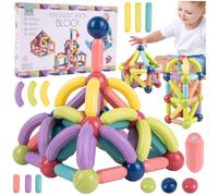 MalPlay Blocs de construction magnétiques - Grand ensemble de 120 pièces - Multicolore - À partir de 3 ans - Cadeau