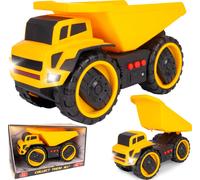 MalPlay Camion à benne basculante Camion à benne basculante Lumière Son Jouet éducatif à partir de 3 ans Cadeau pour enfants Jaune