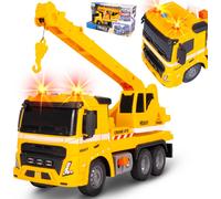 Malplay Camion-grue Voiture interactive Crochet mobile Grue pivotante 1:16 Cadeau jaune dès 3 ans