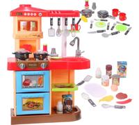 MalPlay Cuisine pour enfants Cuisine de jeu avec 2 plaques de cuisson 72 cm de haut Batterie de cuisine, Lumière et bruits de cuisson inclus