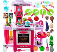 MalPlay Cuisine pour enfants Cuisine de jeu avec évier | 2 plaques de cuisson Touchpanel | avec batterie de cuisine | lumière et bruits de cuisson | à partir de 3 ans