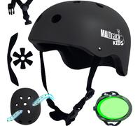 Malplay Enfants Casque de vélo 51-54cm Réglable Noir Casque de vélo Bébé Fille Garçon Quick Lock