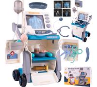 MalPlay Grande Mallette De Médecin Chariot ECG Set Médecin Stéthoscope Seringue Otoscope Jouet Cadeau Pour Fille Et Garçon De 3 Ans Et Plus