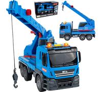 Malplay grue voiture pilotée, lumière bruits de grue bleu véhicule de chantier dès 3 ans