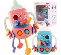 MalPlay Hochet sensoriel pour biberon avec anneaux de dentition avec éléments en silicone Jouet hochet à partir de 18 mois Jouet de motricité Montessori Aide à la dentition