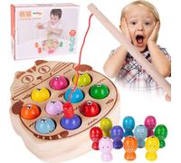 Malplay Jeux de société en bois "Pêche au poisson" Pour 2 joueurs ou soi-même Jouets d'adresse Avec des aimants Pour les enfants à partir de 3 ans