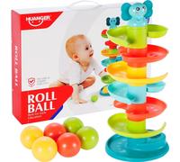 Malplay Jouet d'empilage Eléphant Tour d'empilage colorée avec 6 balles Jouet de motricité et d'activité Multicolore Pour Bébés Et Enfants De 18 Mois Et Plus